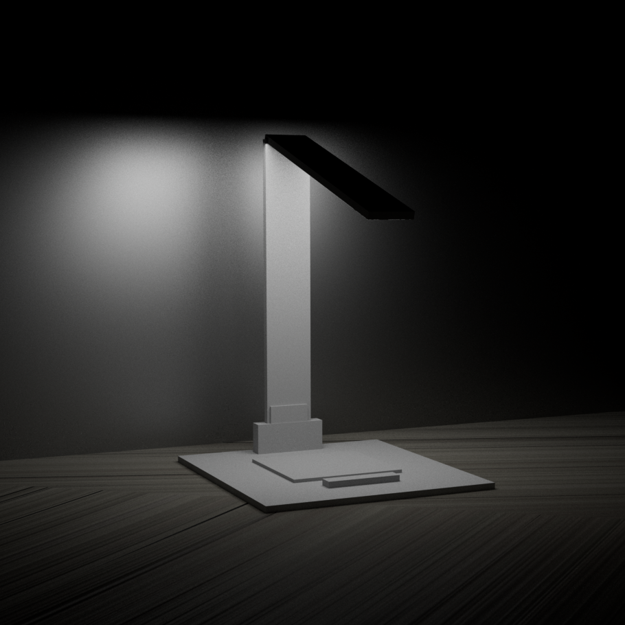 Lamp in Cinema4D.<br>
                Rendered view with dramatic lighting. I wanted to try out using one light as a focal
                source.
