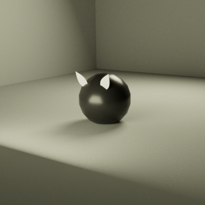 Sheep ball toy in Cinema4D. <br>
                This is the first object I modelled. I experimented with the matte texture as well as
                the colors. For the ears, I played around with tapering a cube.