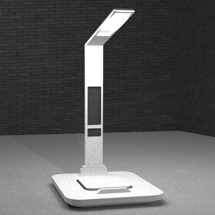 Render of the desk clock.<br>
                I rendered this model with the pin light source on. I also tried using a texture
                map for the background.