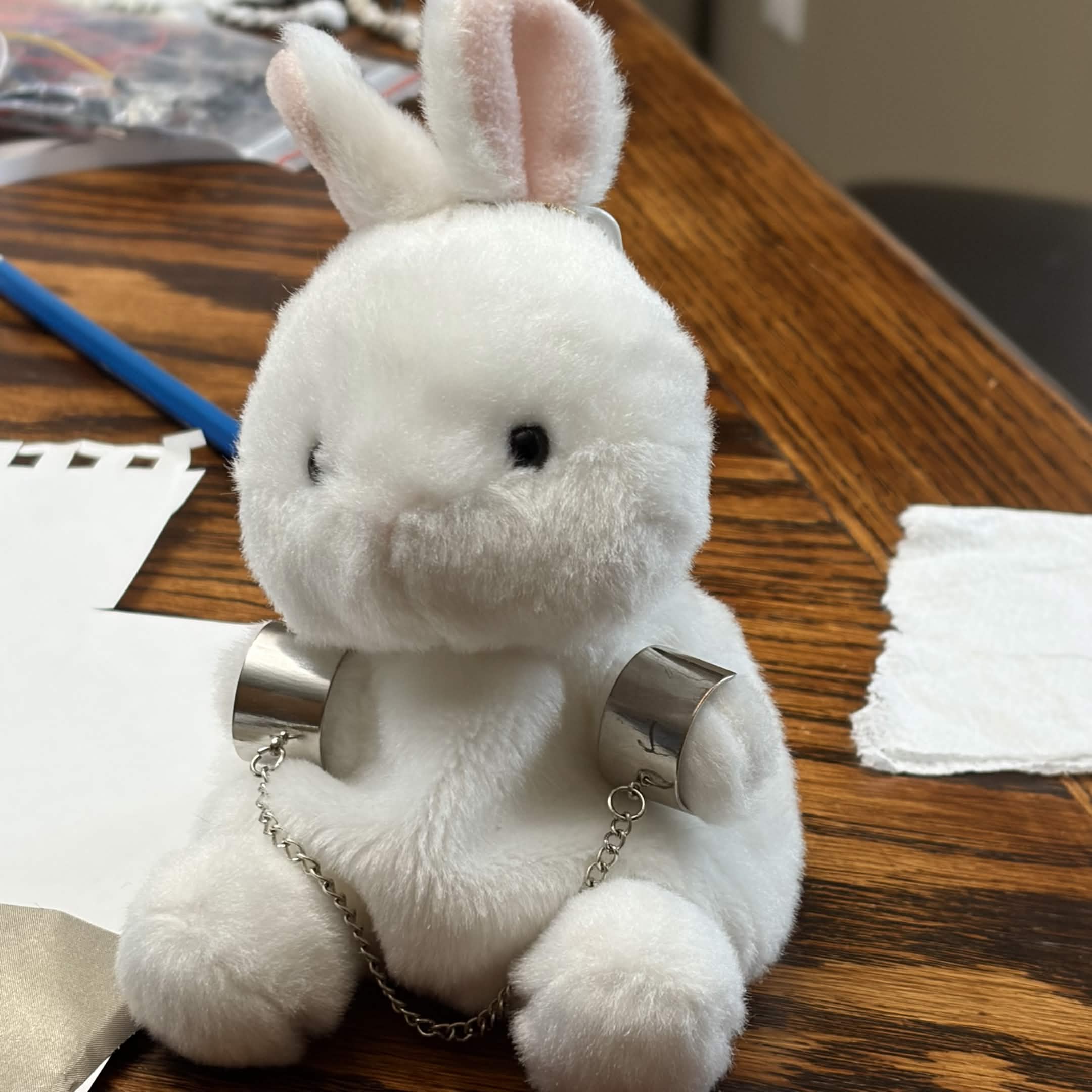 Putting the rings on a bunny plush as a different input. Scrapped concept.