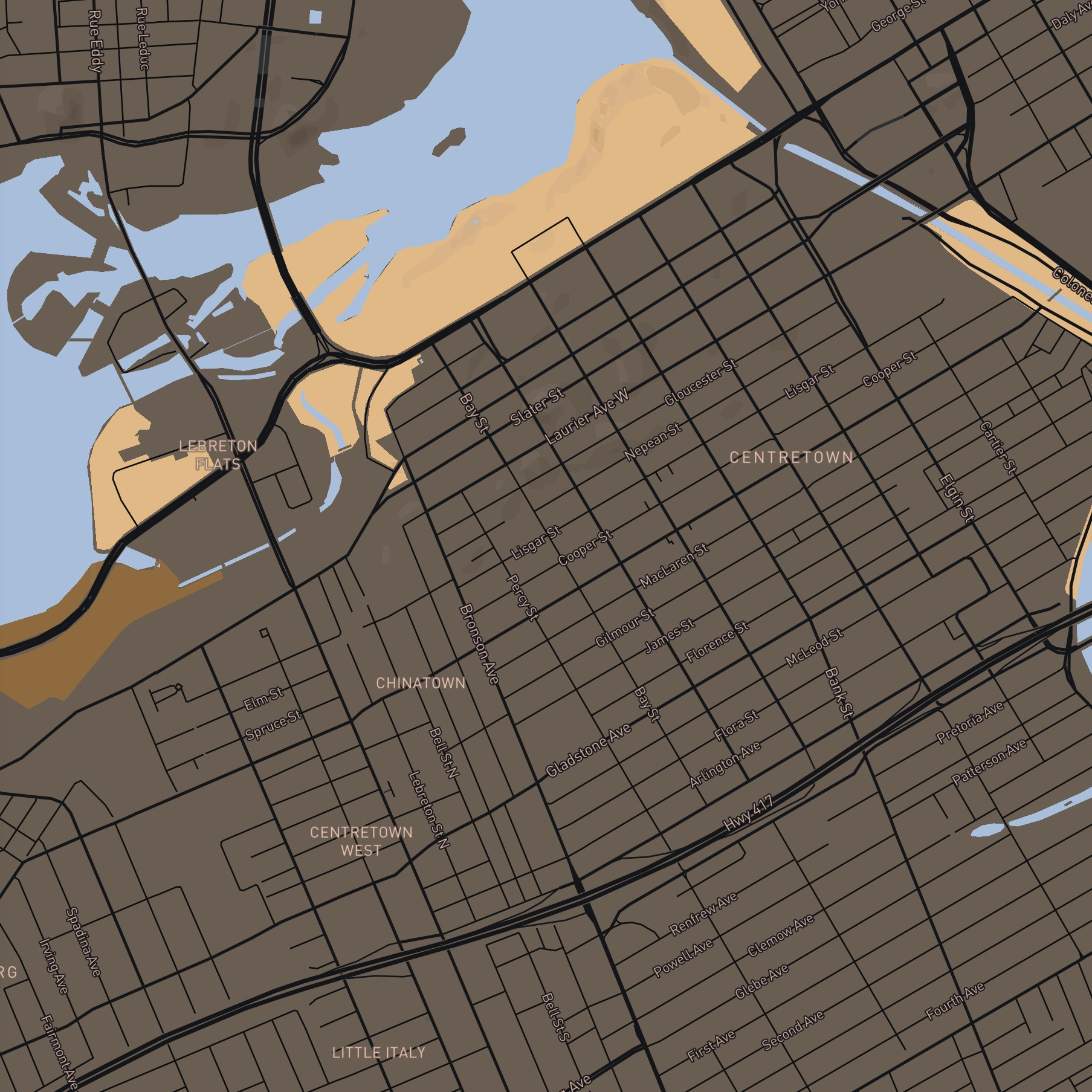 Working with Mapbox's labels and its visibility on colors. I wanted to experiment this style within a neighbourhood.