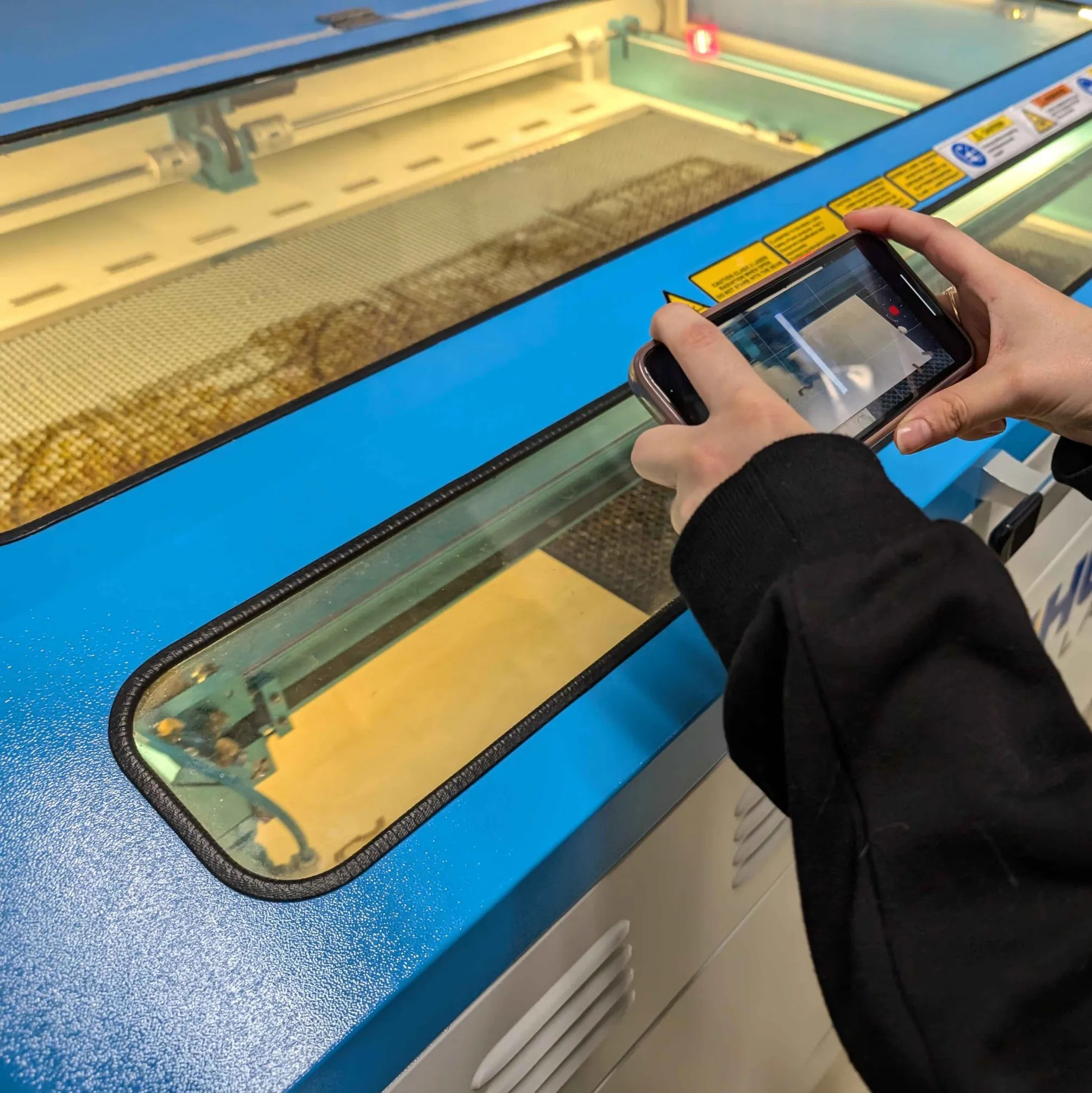 The laser cutting process.