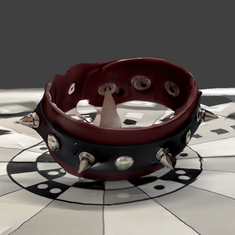A 3D scan of my bracelet propped up.